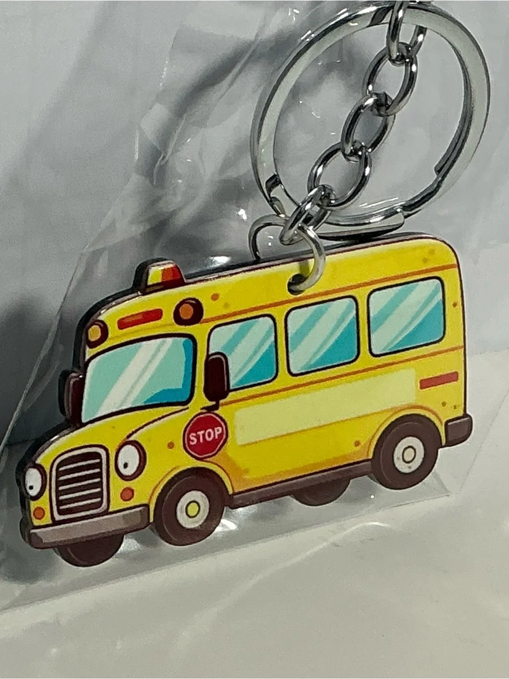 Yellow Acrylic School Bus Keychain